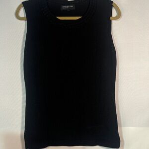 Jones New York Black Beaded Neck Sleeveless Top
